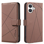 Étui de téléphone en cuir avec motif géométrique RFID, pour iPhone 16e / 17e, pour iPhone 17 Pro Max, pour iPhone 17 Pro, pour iPhone 17, pour iPhone Air, pour iPhone 16 Pro Max, pour iPhone 16 Pro, pour iPhone 16 Plus