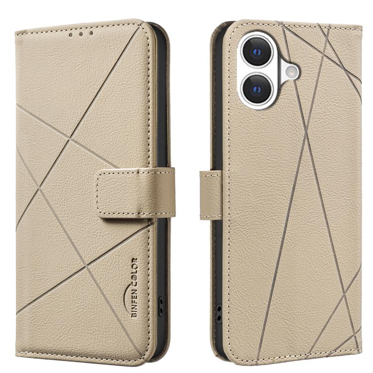 Étui de téléphone en cuir avec motif géométrique RFID, pour iPhone 16e / 17e, pour iPhone 17 Pro Max, pour iPhone 17 Pro, pour iPhone 17, pour iPhone Air, pour iPhone 16 Pro Max, pour iPhone 16 Pro, pour iPhone 16 Plus