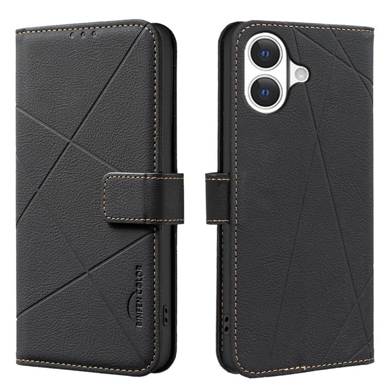 Étui de téléphone en cuir avec motif géométrique RFID, pour iPhone 16e / 17e, pour iPhone 17 Pro Max, pour iPhone 17 Pro, pour iPhone 17, pour iPhone Air, pour iPhone 16 Pro Max, pour iPhone 16 Pro, pour iPhone 16 Plus