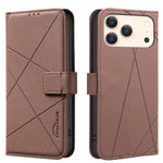 Étui de téléphone en cuir avec motif géométrique RFID, pour iPhone 16e / 17e, pour iPhone 17 Pro Max, pour iPhone 17 Pro, pour iPhone 17, pour iPhone Air, pour iPhone 16 Pro Max, pour iPhone 16 Pro, pour iPhone 16 Plus