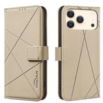 Étui de téléphone en cuir avec motif géométrique RFID, pour iPhone 16e / 17e, pour iPhone 17 Pro Max, pour iPhone 17 Pro, pour iPhone 17, pour iPhone Air, pour iPhone 16 Pro Max, pour iPhone 16 Pro, pour iPhone 16 Plus