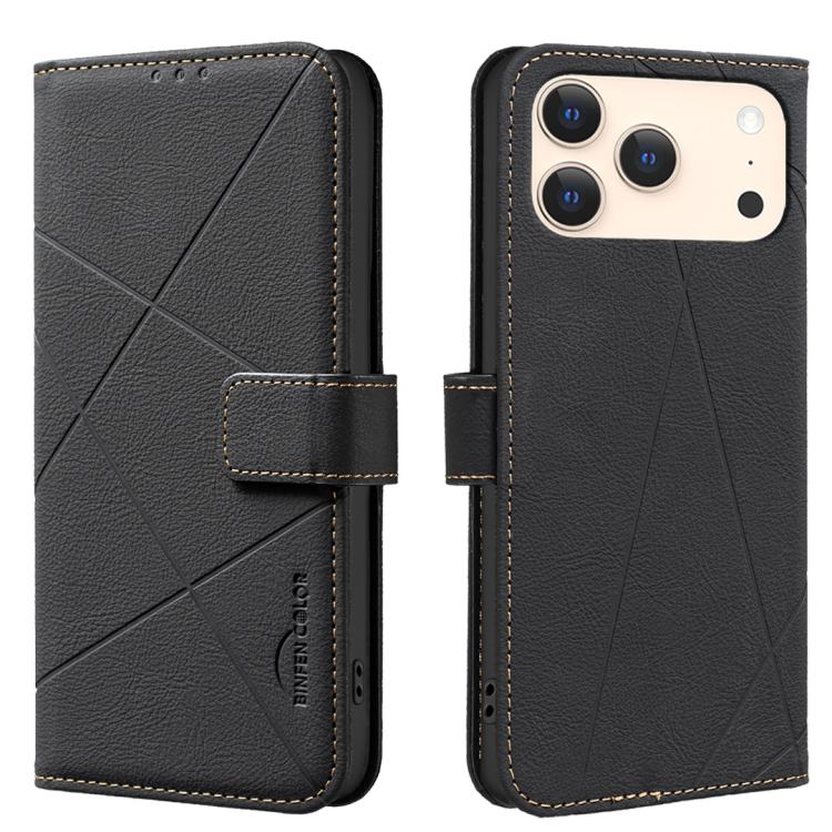 Étui de téléphone en cuir avec motif géométrique RFID, pour iPhone 16e / 17e, pour iPhone 17 Pro Max, pour iPhone 17 Pro, pour iPhone 17, pour iPhone Air, pour iPhone 16 Pro Max, pour iPhone 16 Pro, pour iPhone 16 Plus