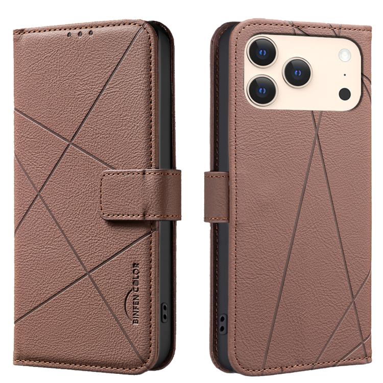 Étui de téléphone en cuir avec motif géométrique RFID, pour iPhone 16e / 17e, pour iPhone 17 Pro Max, pour iPhone 17 Pro, pour iPhone 17, pour iPhone Air, pour iPhone 16 Pro Max, pour iPhone 16 Pro, pour iPhone 16 Plus