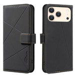 Étui de téléphone en cuir avec motif géométrique RFID, pour iPhone 16e / 17e, pour iPhone 17 Pro Max, pour iPhone 17 Pro, pour iPhone 17, pour iPhone Air, pour iPhone 16 Pro Max, pour iPhone 16 Pro, pour iPhone 16 Plus
