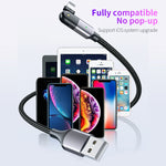 Câble de charge USB 2.4A vers 8 broches avec coude rotatif à 180 degrés, 1,2 m 8 broches, 2 m 8 broches