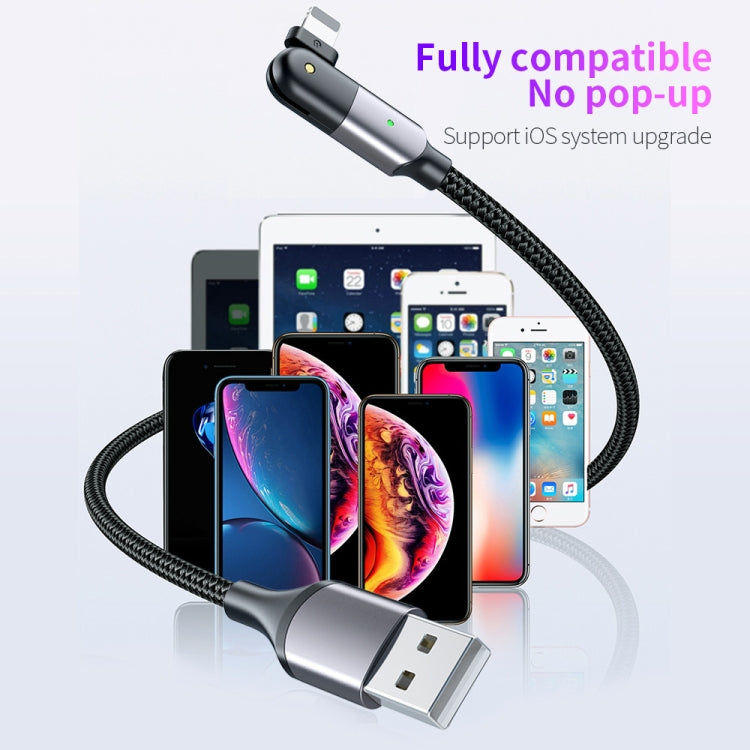 Câble de charge USB 2.4A vers 8 broches avec coude rotatif à 180 degrés, 1,2 m 8 broches, 2 m 8 broches