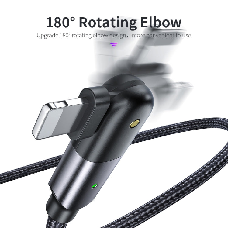 Câble de charge USB 2.4A vers 8 broches avec coude rotatif à 180 degrés, 1,2 m 8 broches, 2 m 8 broches