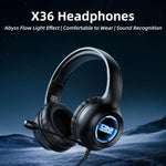Casque de jeu ONIKUMA X36 avec effet lampe Abyss, unité de conduite personnalisée 40 mm