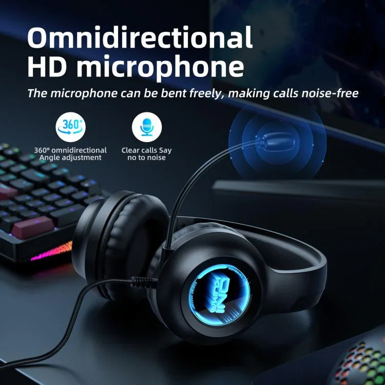 Casque de jeu ONIKUMA X36 avec effet lampe Abyss, unité de conduite personnalisée 40 mm