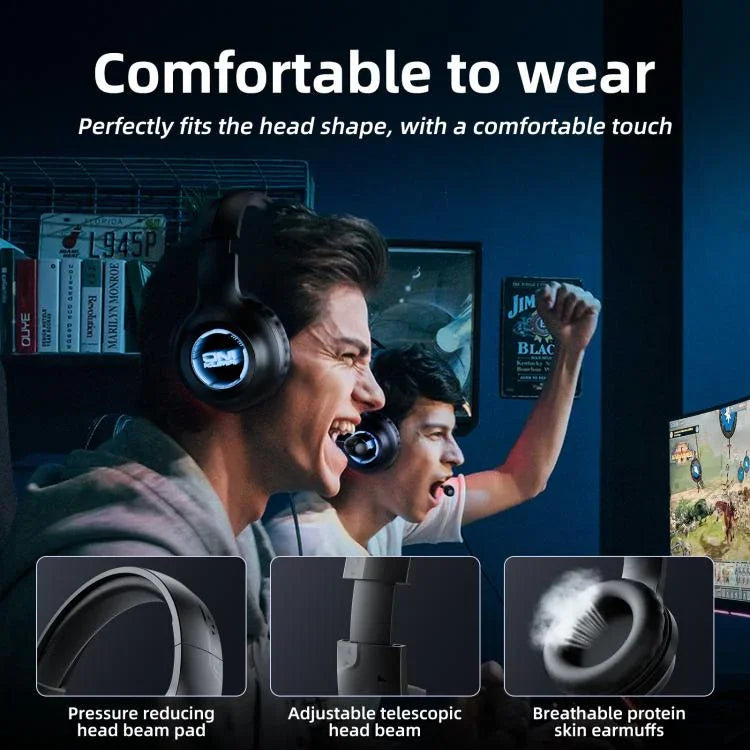Casque de jeu ONIKUMA X36 avec effet lampe Abyss, unité de conduite personnalisée 40 mm