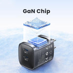 Chargeur rapide GaN USAMS CC306 T66 45W double USB-C / Type-C, prise US, CC306