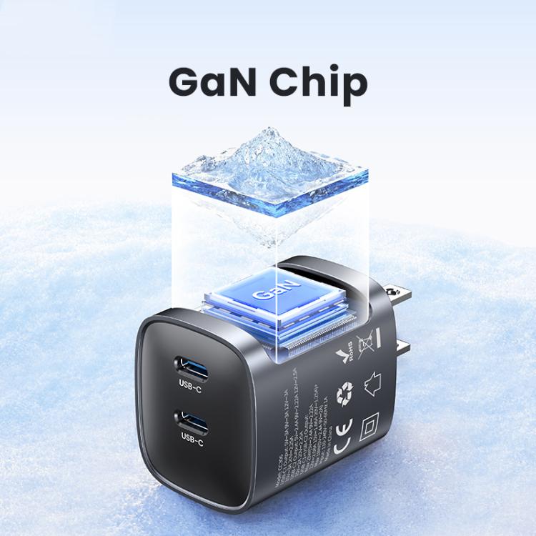 Chargeur rapide GaN USAMS CC306 T66 45W double USB-C / Type-C, prise US, CC306