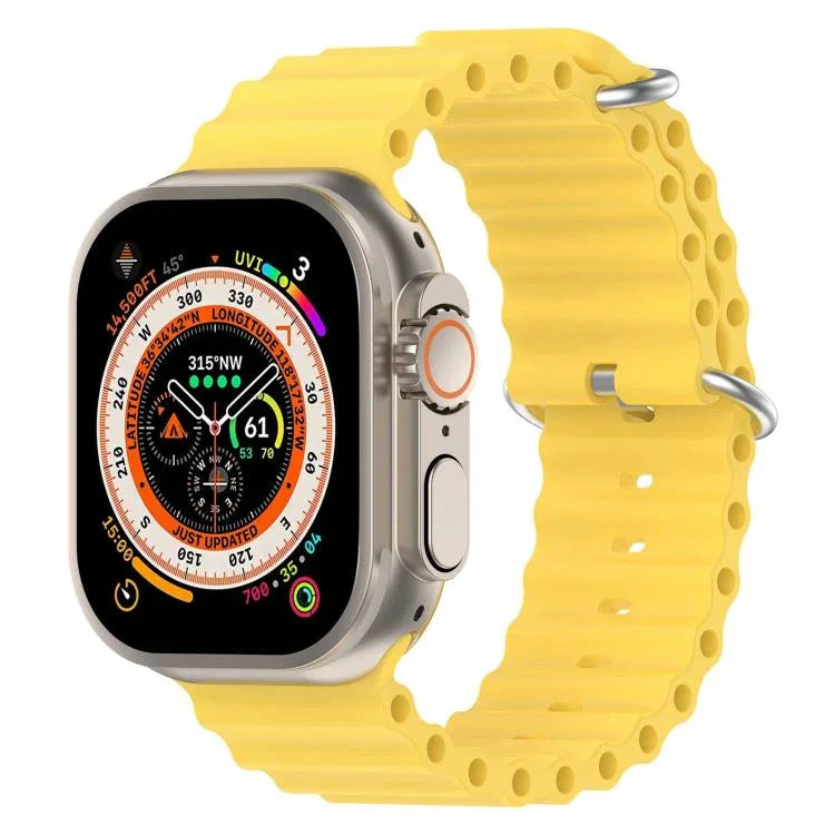 Bracelet de montre en silicone xDfind Ocean, compatible avec les Apple Watch 46 mm / 49 mm / 45 mm / 44 mm et 42 mm / 41 mm / 40 mm / 38 mm.