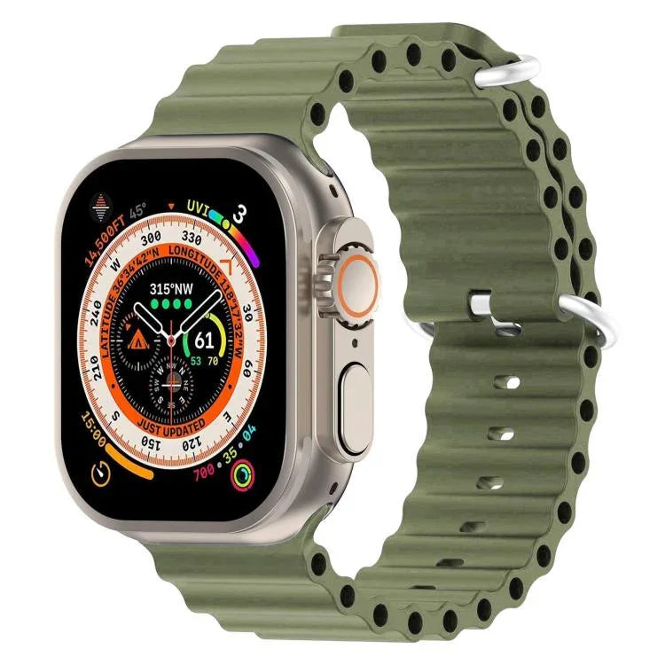 Bracelet de montre en silicone xDfind Ocean, compatible avec les Apple Watch 46 mm / 49 mm / 45 mm / 44 mm et 42 mm / 41 mm / 40 mm / 38 mm.