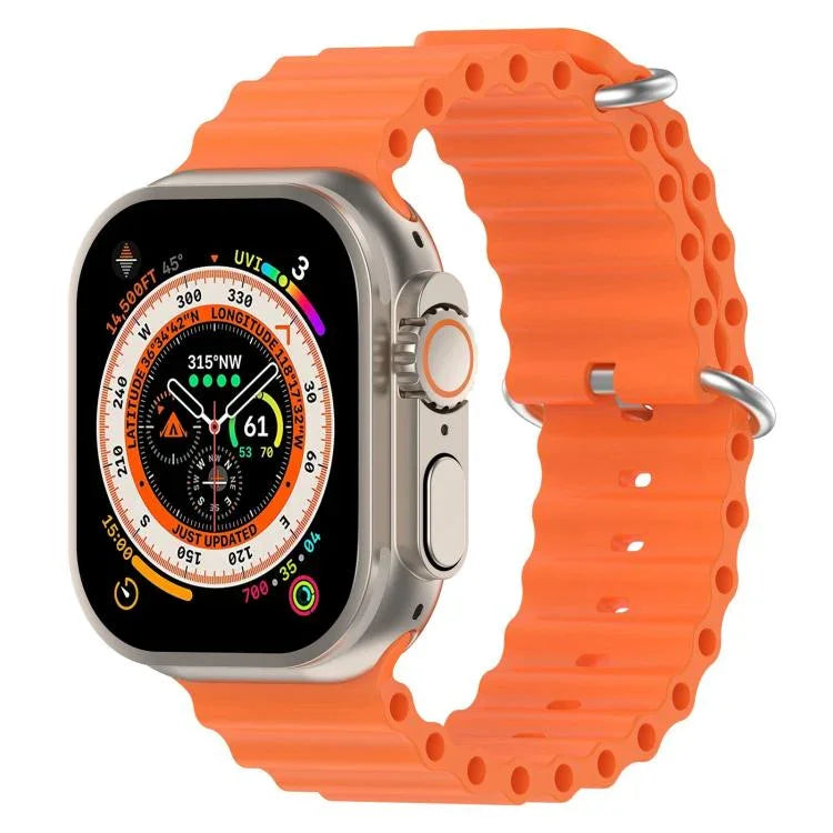 Bracelet de montre en silicone xDfind Ocean, compatible avec les Apple Watch 46 mm / 49 mm / 45 mm / 44 mm et 42 mm / 41 mm / 40 mm / 38 mm.