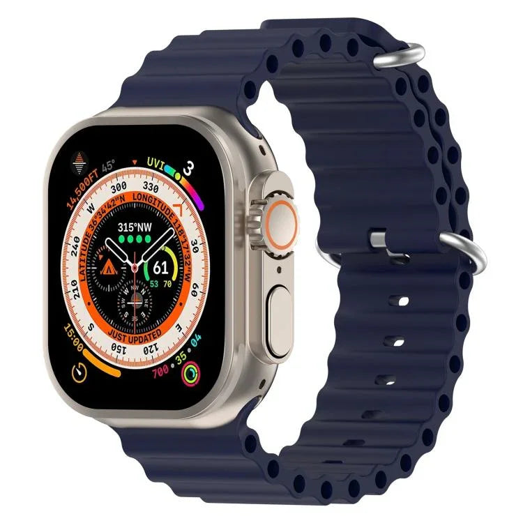 Bracelet de montre en silicone xDfind Ocean, compatible avec les Apple Watch 46 mm / 49 mm / 45 mm / 44 mm et 42 mm / 41 mm / 40 mm / 38 mm.