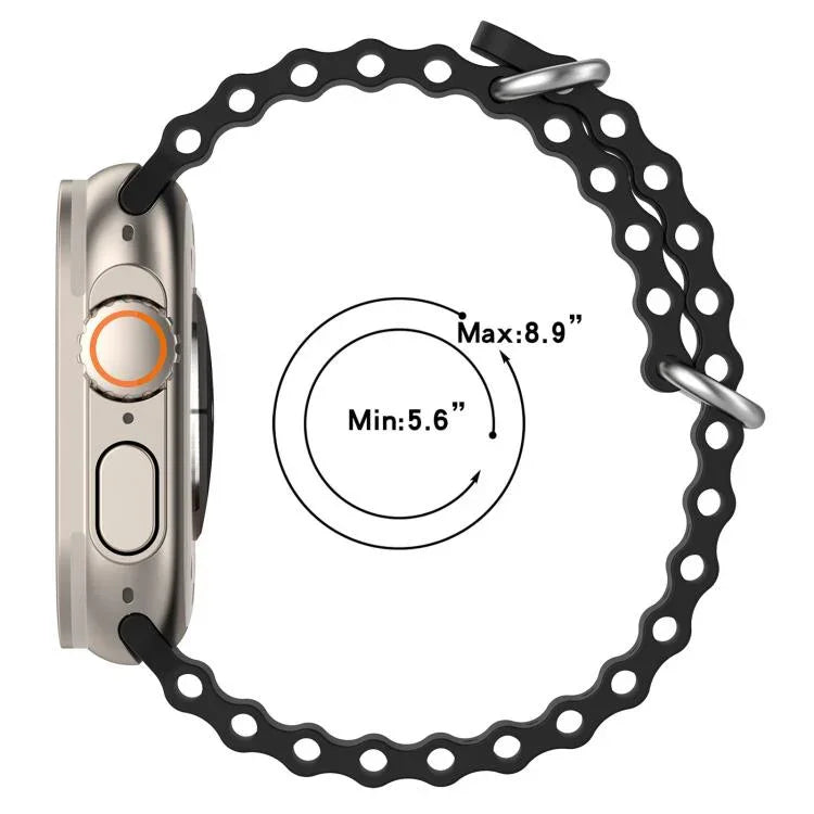 Bracelet de montre en silicone xDfind Ocean, compatible avec les Apple Watch 46 mm / 49 mm / 45 mm / 44 mm et 42 mm / 41 mm / 40 mm / 38 mm.