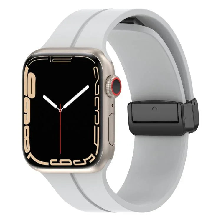 Bracelet de montre en silicone à boucle magnétique xDfind, couleur unie, compatible avec Apple Watch 46 mm / 49 mm / 45 mm / 44 mm et Apple Watch 42 mm / 41 mm / 40 mm / 38 mm.