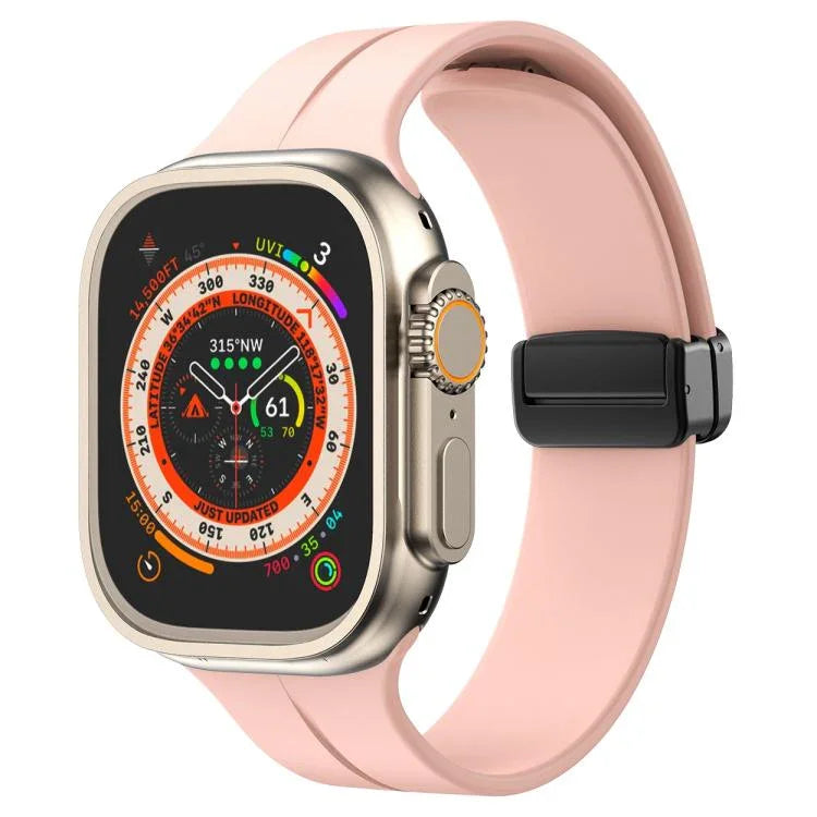 Bracelet de montre en silicone à boucle magnétique xDfind, couleur unie, compatible avec Apple Watch 46 mm / 49 mm / 45 mm / 44 mm et Apple Watch 42 mm / 41 mm / 40 mm / 38 mm.