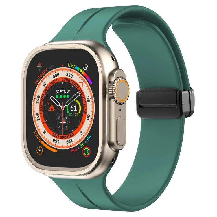 Bracelet de montre en silicone à boucle magnétique xDfind, couleur unie, compatible avec Apple Watch 46 mm / 49 mm / 45 mm / 44 mm et Apple Watch 42 mm / 41 mm / 40 mm / 38 mm.