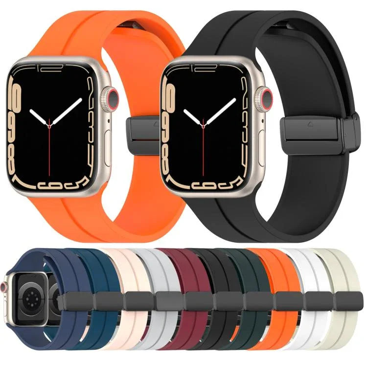 Bracelet de montre en silicone à boucle magnétique xDfind, couleur unie, compatible avec Apple Watch 46 mm / 49 mm / 45 mm / 44 mm et Apple Watch 42 mm / 41 mm / 40 mm / 38 mm.
