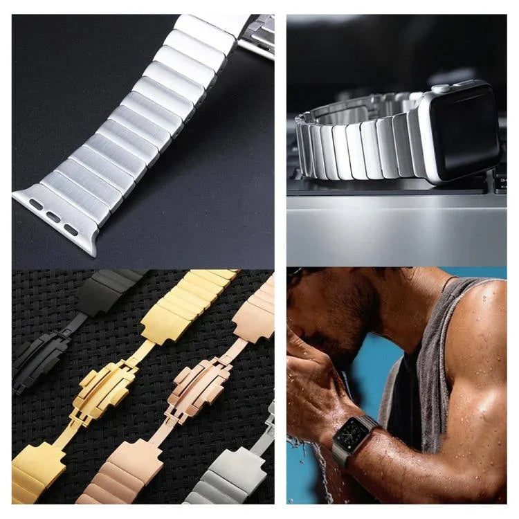 Bracelet de montre xDfind à une perle en acier inoxydable, compatible avec les Apple Watch 46 mm / 49 mm / 45 mm / 44 mm et 42 mm / 41 mm / 40 mm / 38 mm.