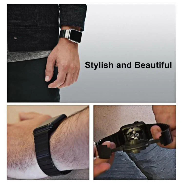 Bracelet de montre xDfind à une perle en acier inoxydable, compatible avec les Apple Watch 46 mm / 49 mm / 45 mm / 44 mm et 42 mm / 41 mm / 40 mm / 38 mm.