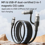 Câble de données magnétique Momax Mag.Link Duo 60W USB-C / Type-C vers USB-C / Type-C / 8 broches, DC58 1m, DL58 60W 1m