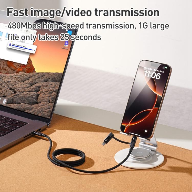 Câble de données magnétique Momax Mag.Link Duo 60W USB-C / Type-C vers USB-C / Type-C / 8 broches, DC58 1m, DL58 60W 1m