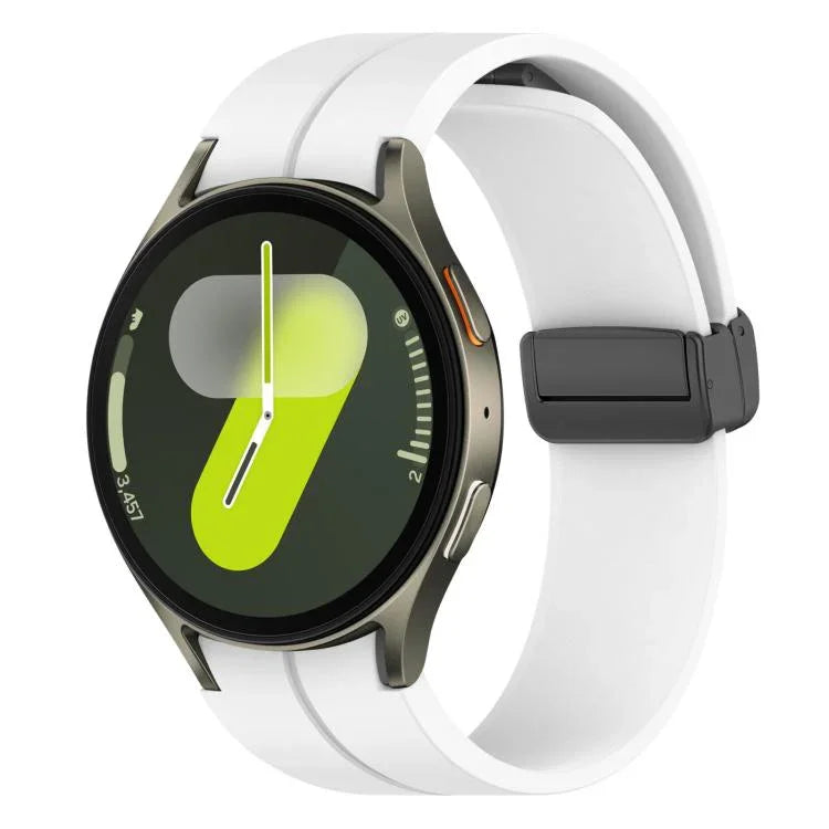 Bracelet de montre en silicone noir pliable xDfind avec boucle magnétique, compatible avec Samsung Galaxy Watch7 / FE / 6 / 5 / 4
