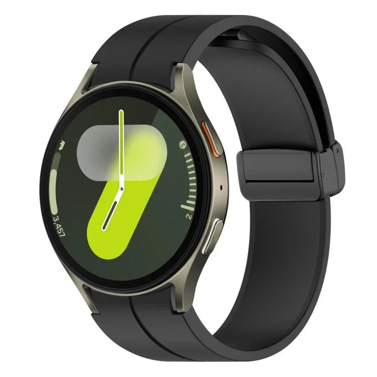 Bracelet de montre en silicone noir pliable xDfind avec boucle magnétique, compatible avec Samsung Galaxy Watch7 / FE / 6 / 5 / 4