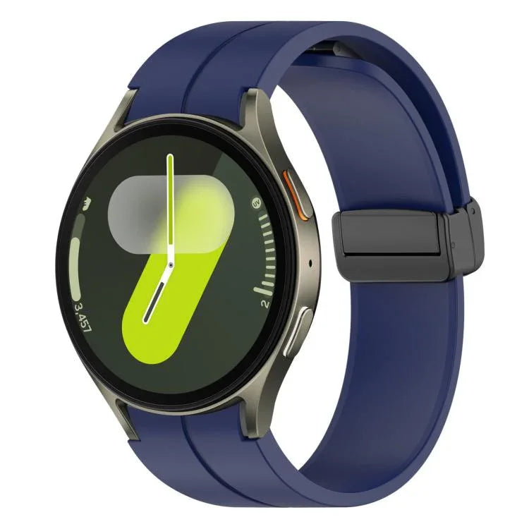 Bracelet de montre en silicone noir pliable xDfind avec boucle magnétique, compatible avec Samsung Galaxy Watch7 / FE / 6 / 5 / 4