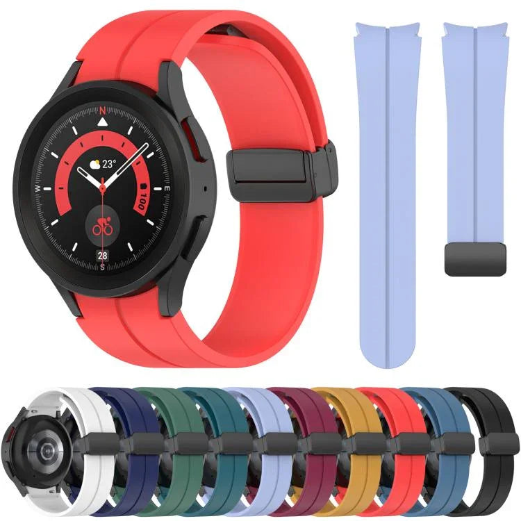 Bracelet de montre en silicone noir pliable xDfind avec boucle magnétique, compatible avec Samsung Galaxy Watch7 / FE / 6 / 5 / 4