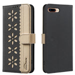 Étui de téléphone en cuir RFID à motif de fleurs évidées de couleur, pour iPhone XS Max, pour iPhone 6 Plus / 7 Plus / 8 Plus, pour iPhone 6 / 7 / 8