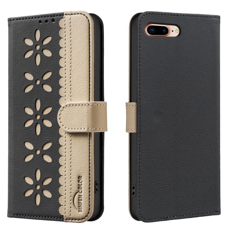 Étui de téléphone en cuir RFID à motif de fleurs évidées de couleur, pour iPhone XS Max, pour iPhone 6 Plus / 7 Plus / 8 Plus, pour iPhone 6 / 7 / 8