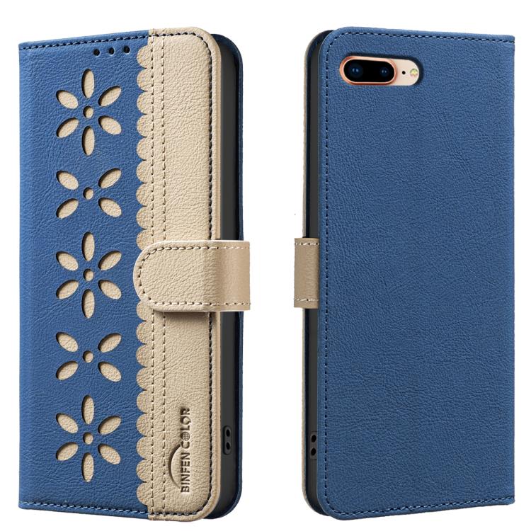 Étui de téléphone en cuir RFID à motif de fleurs évidées de couleur, pour iPhone XS Max, pour iPhone 6 Plus / 7 Plus / 8 Plus, pour iPhone 6 / 7 / 8