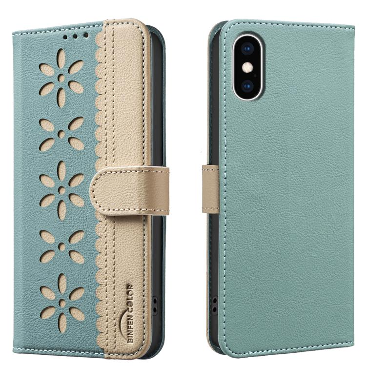 Étui de téléphone en cuir RFID à motif de fleurs évidées de couleur, pour iPhone XS Max, pour iPhone 6 Plus / 7 Plus / 8 Plus, pour iPhone 6 / 7 / 8