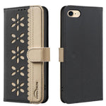 Étui de téléphone en cuir RFID à motif de fleurs évidées de couleur, pour iPhone XS Max, pour iPhone 6 Plus / 7 Plus / 8 Plus, pour iPhone 6 / 7 / 8