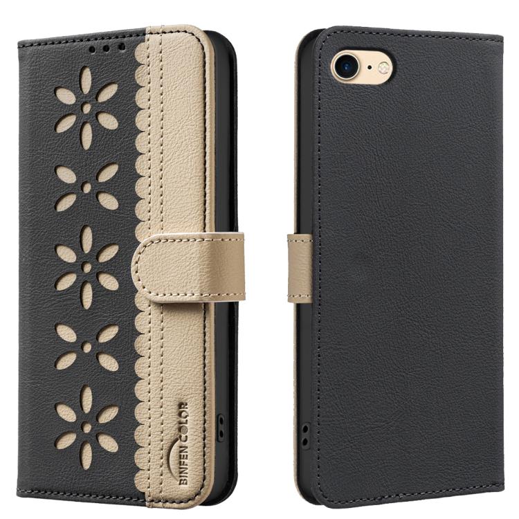 Étui de téléphone en cuir RFID à motif de fleurs évidées de couleur, pour iPhone XS Max, pour iPhone 6 Plus / 7 Plus / 8 Plus, pour iPhone 6 / 7 / 8