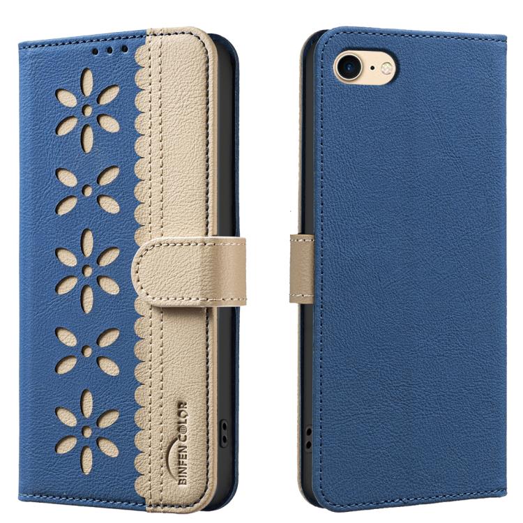 Étui de téléphone en cuir RFID à motif de fleurs évidées de couleur, pour iPhone XS Max, pour iPhone 6 Plus / 7 Plus / 8 Plus, pour iPhone 6 / 7 / 8
