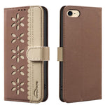 Étui de téléphone en cuir RFID à motif de fleurs évidées de couleur, pour iPhone XS Max, pour iPhone 6 Plus / 7 Plus / 8 Plus, pour iPhone 6 / 7 / 8