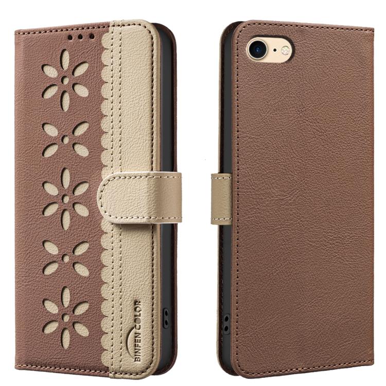 Étui de téléphone en cuir RFID à motif de fleurs évidées de couleur, pour iPhone XS Max, pour iPhone 6 Plus / 7 Plus / 8 Plus, pour iPhone 6 / 7 / 8