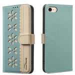 Étui de téléphone en cuir RFID à motif de fleurs évidées de couleur, pour iPhone XS Max, pour iPhone 6 Plus / 7 Plus / 8 Plus, pour iPhone 6 / 7 / 8