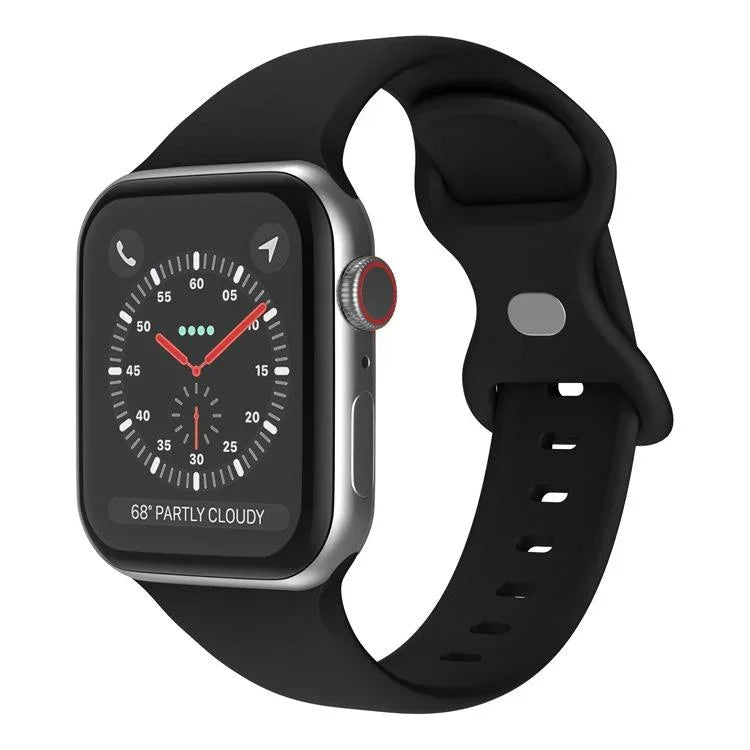 Bracelet de montre en silicone à boucle papillon xDfind, compatible avec les Apple Watch 46 mm / 49 mm / 45 mm / 44 mm et 42 mm / 41 mm / 40 mm / 38 mm.