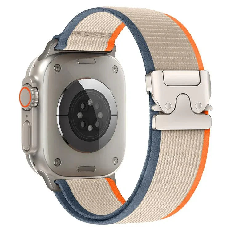 Bracelet de montre xDfind en nylon avec boucle à bouton-pression en titane, compatible avec Apple Watch 46 mm / 49 mm / 45 mm / 44 mm et Apple Watch 42 mm / 41 mm / 40 mm / 38 mm.