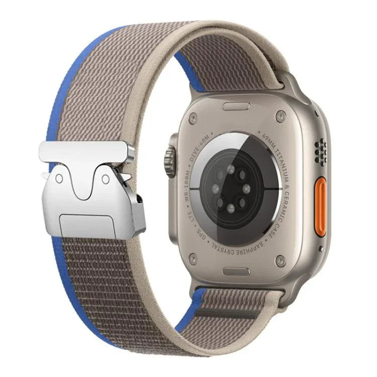 Bracelet de montre xDfind en nylon avec boucle à bouton-pression en titane, compatible avec Apple Watch 46 mm / 49 mm / 45 mm / 44 mm et Apple Watch 42 mm / 41 mm / 40 mm / 38 mm.