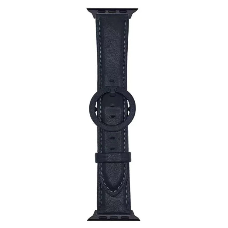 Bracelet de montre en cuir à boucle ronde xDfind, compatible avec les Apple Watch 46 mm / 49 mm / 45 mm / 44 mm et 42 mm / 41 mm / 40 mm / 38 mm.