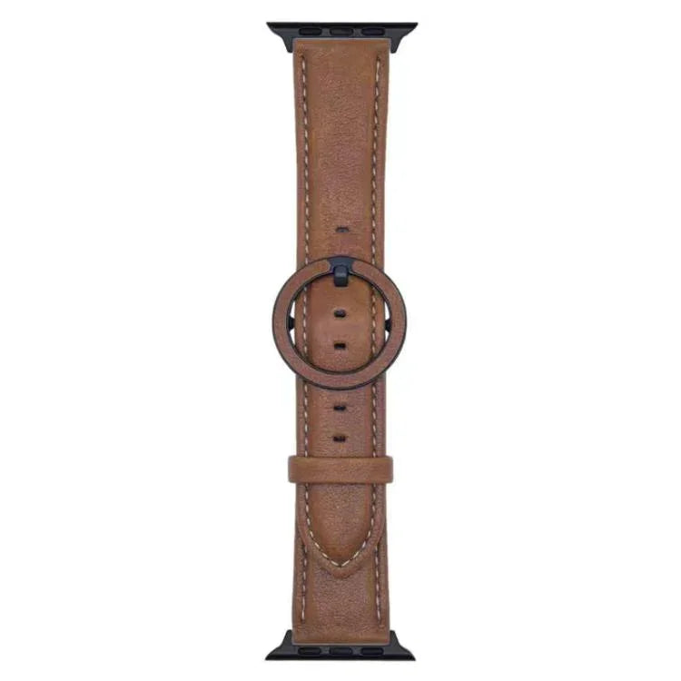 Bracelet de montre en cuir à boucle ronde xDfind, compatible avec les Apple Watch 46 mm / 49 mm / 45 mm / 44 mm et 42 mm / 41 mm / 40 mm / 38 mm.