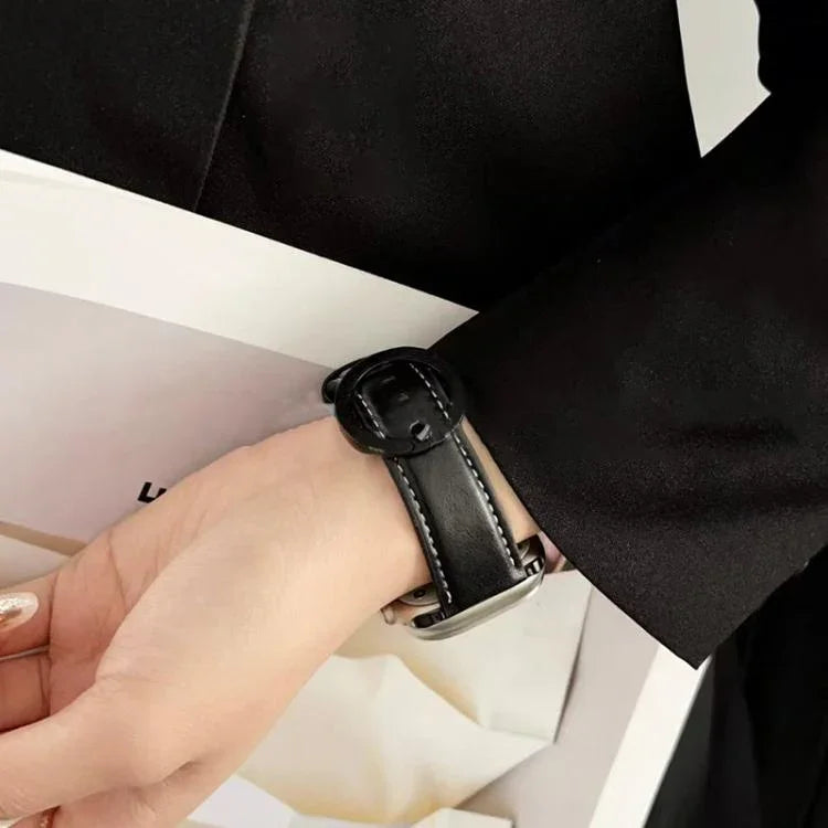 Bracelet de montre en cuir à boucle ronde xDfind, compatible avec les Apple Watch 46 mm / 49 mm / 45 mm / 44 mm et 42 mm / 41 mm / 40 mm / 38 mm.
