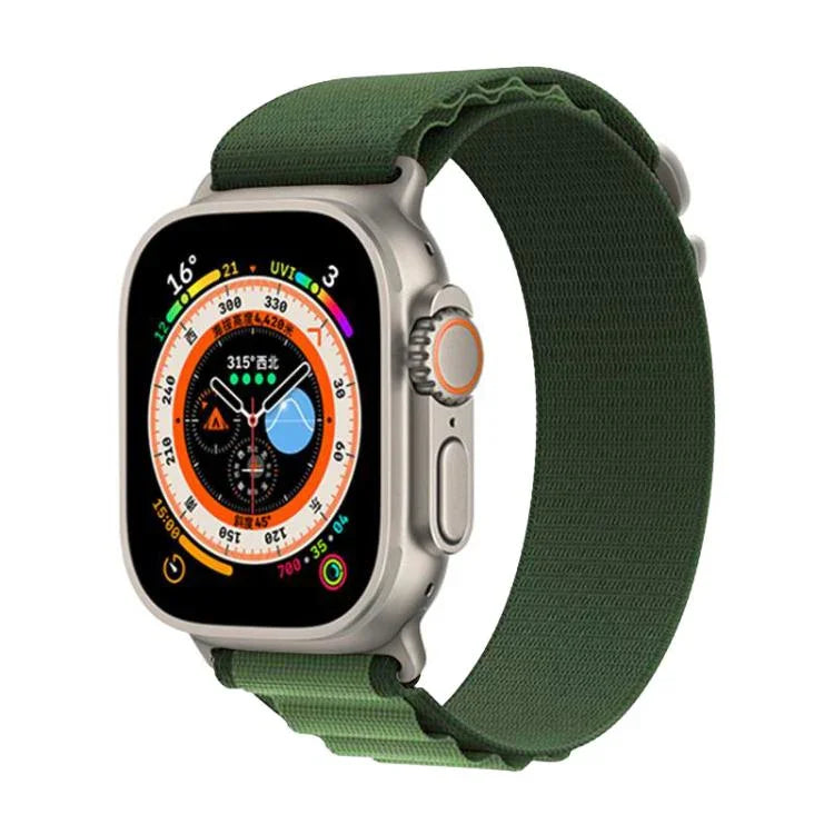 Bracelet de montre xDfind Aline en nylon à boucle, compatible avec les Apple Watch 46 mm / 49 mm / 45 mm / 44 mm et 42 mm / 41 mm / 40 mm / 38 mm.